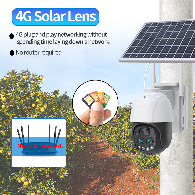 Monitoreo solar de red 4G 360 grados de monitoreo panorámico teléfono móvil cámara remota HD 10x zoom