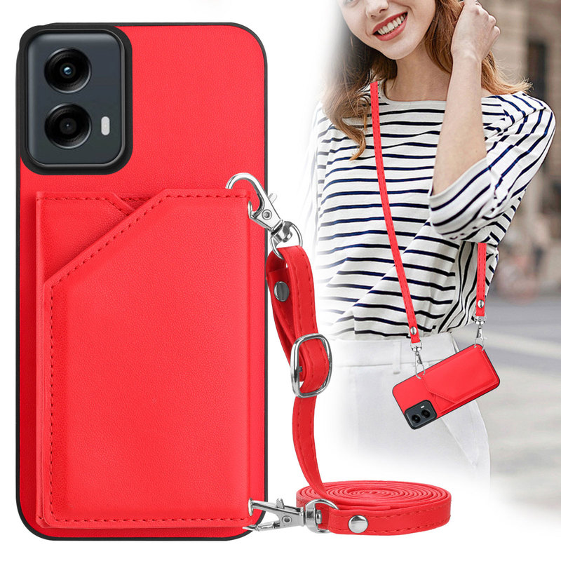 Mobile Phone Case for Samsung S25 Moto G55 Multifunctional Frosted Card Case Crossbody Protective Case for Xiaomi 15 Solid Color
