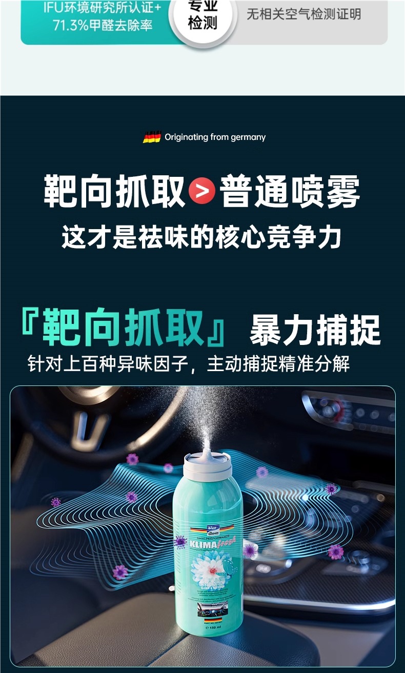 German Car Odor Removal Car Air Conditioner Sterilization Spray Car Air Freshener Powerful Purifier