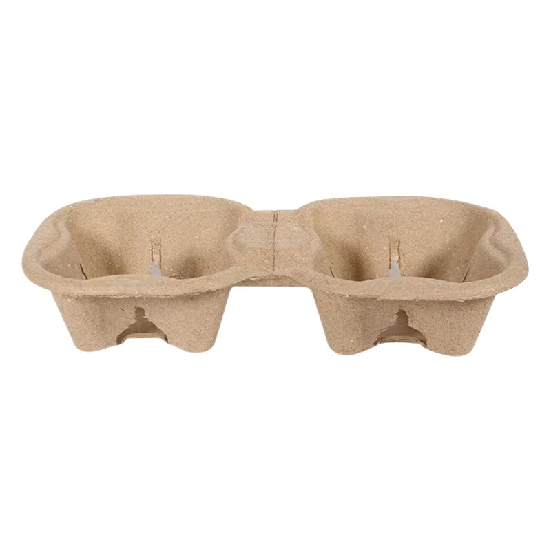 Portavasos desechable para té con leche, portavasos individual/doble/cuádruple, portavasos biodegradable para bebidas con base cuádruple, portavasos de pulpa para café para llevar. image 1
