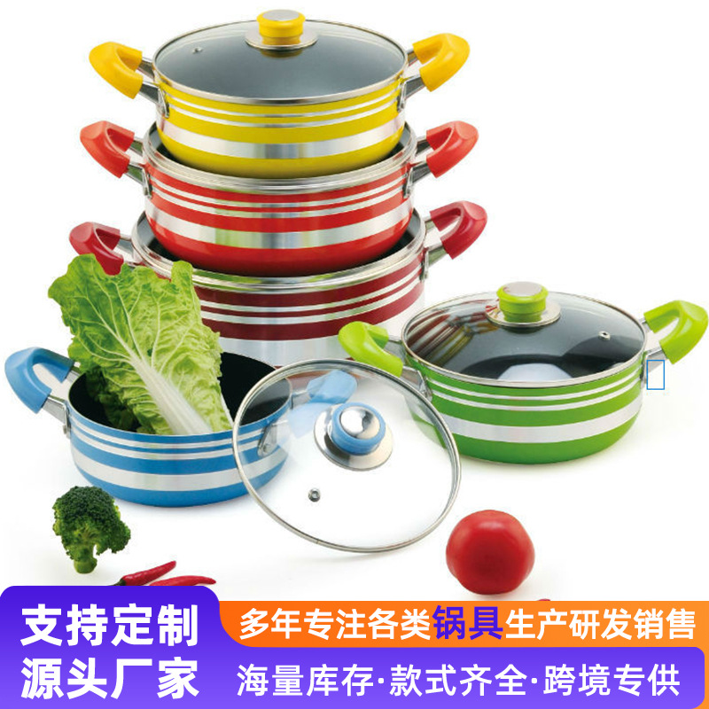 Suministro directo de fábrica de 10 piezas olla de sopa estilo novela verde menos humo variedad de color