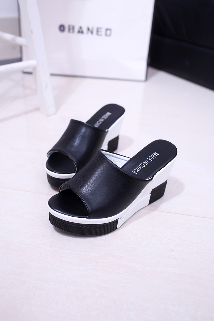 Women's Casual Color Block Round Toe Wedge Slippers display picture 20