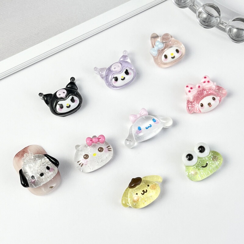 Internet Celebrity Nail Art Cartoon Accessories Hello Kitty Hand-Painted Resin Rhinestones Cute Fine Glitter My Melody Wearable Nail Decorations