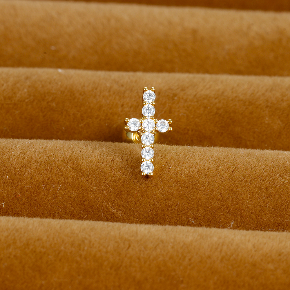 3g Weight Zircon Inlay Material Ear Studs Classification 1 Piece Quantity Daily, Street Occasion Stainless Steel Material Star, Heart Shape, Crown Pattern Women's Gender Plating, Inlay Design Simple Style Style 1 Piece Simple Style Star Heart Shape Crown Plating Inlay Stainless Steel Zircon Ear Studs 12