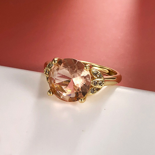 European and American fashion bright color gemstone ring plated with 18K gold, light luxury anti-color gem popular online jewelry wholesale
