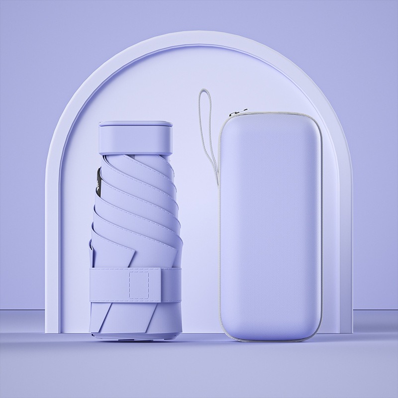 Paraguas de protección solar de vinilo creativo mini paraguas de seis pliegues paraguas de cápsula de bolsillo pequeño para mujer lluvia y lluvia paraguas de sol de doble uso