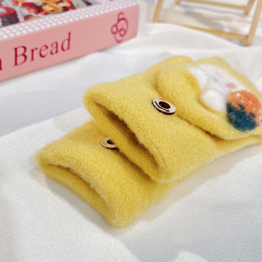 Niños guantes de conejo de orejas largas lindos y cálidos, cinco dedos, escritura de punto a prueba de frío y viento, guantes para niñas