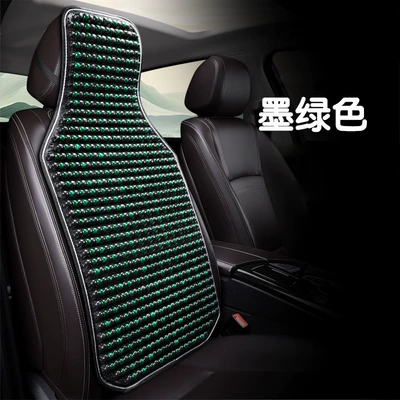 Wooden Bead All-Season Front Seat Cushion — Cool pad - log-beads-dark-green-cushion