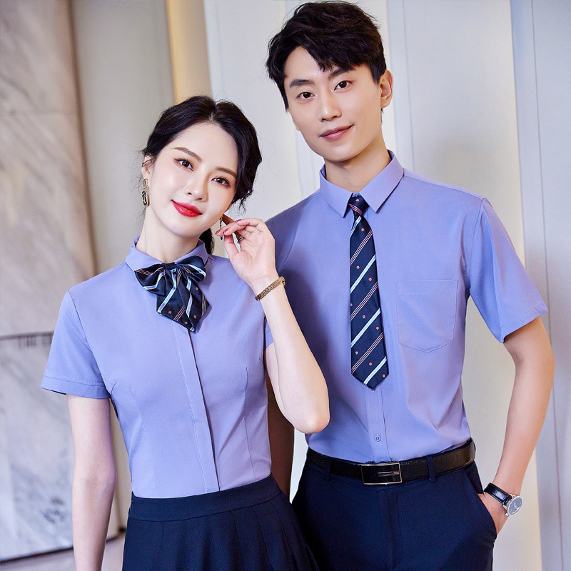 Summer New Korean-style Slim-fit White Shirt Dress Men's and Women's Short-sleeved Shirt Business Wear College Students Graduation Photo