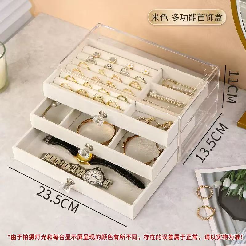 Caja de regalo de joyería blanca, redonda, interior de plástico, noble, extra grande, ideal para almacenamiento en hogar o regalo.