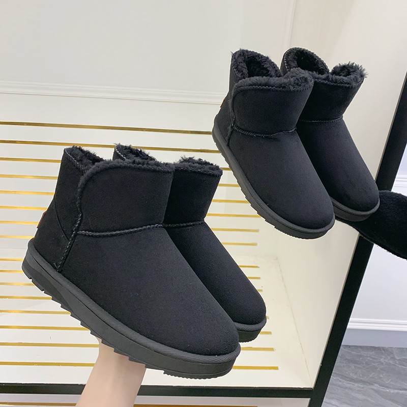 fashionable winter keep warm solid color low boots platform