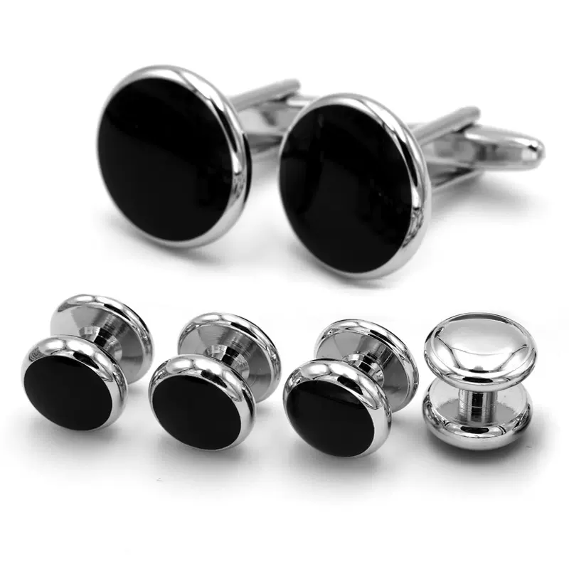 跨境亚马逊燕尾服袖扣袖钉套装男士圆形袖扣18mm 袖钉10mm铜材质