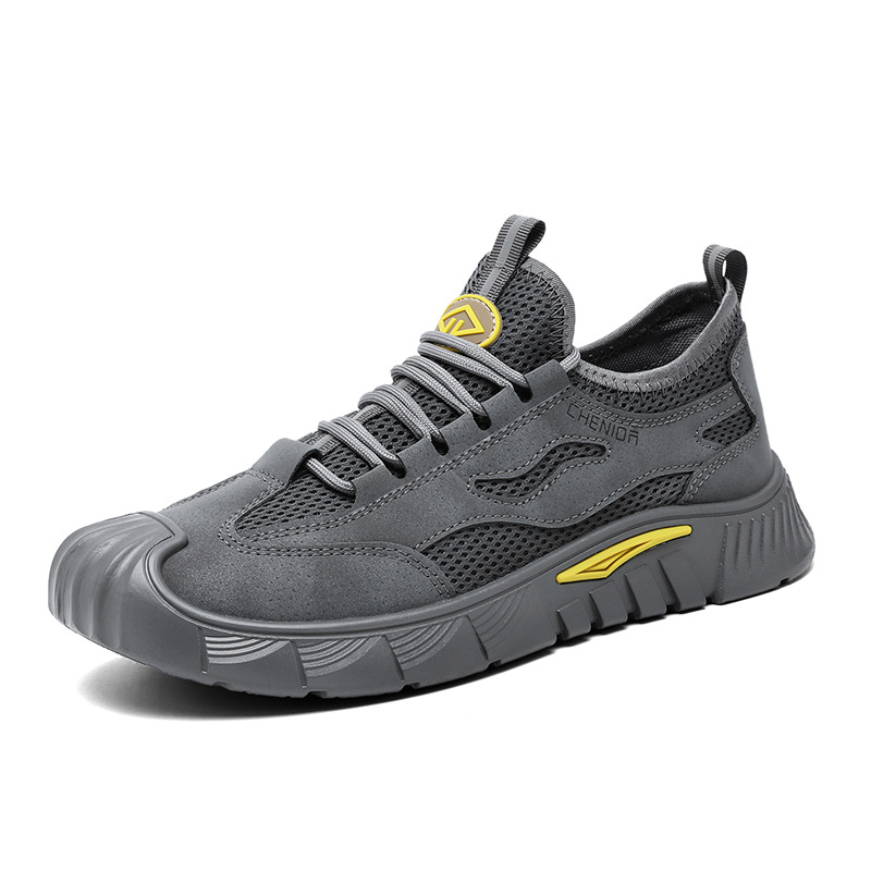 2025 zapatos de hombre primavera nueva malla de moda transpirable zapatos de protección laboral casuales zapatos de moda versátiles zapatos de malla resistentes a la suciedad