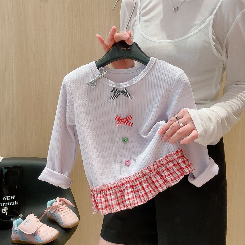 2025秋季新款女童多巴胺甜美蝴蝶结针织提花打底上衣洋气宝宝长袖|undefined