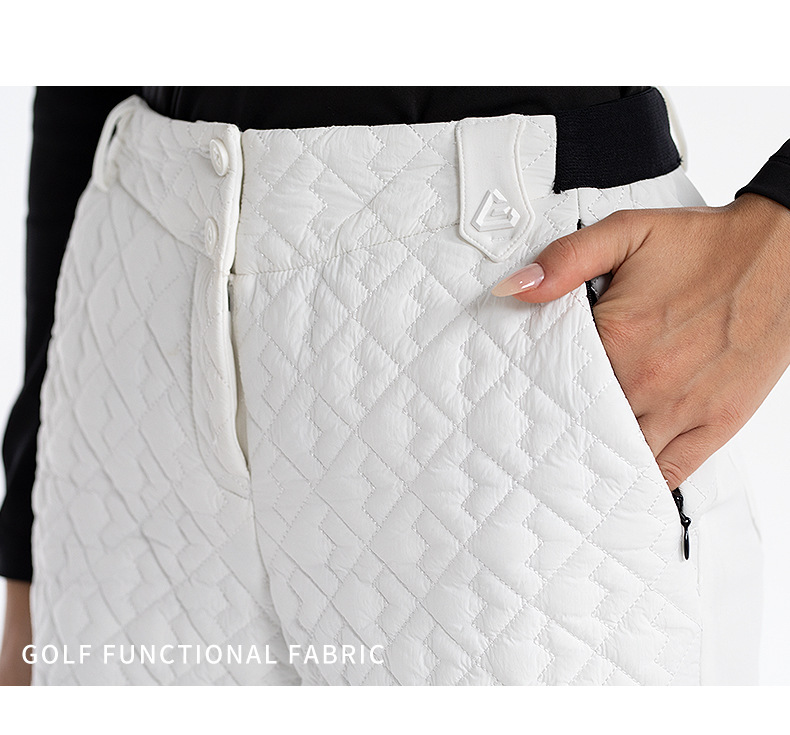 Quần golf thể thao nữ thu đông lót cotton, thắt lưng co giãn giữ ấm — KUZ171-Quần short cotton đen, KUZ171-Quần short cotton trắng chi tiết 16