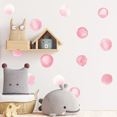 新FX-F276粉白色水彩圓點臥室衣櫃冰箱玄關DIY家居牆面裝飾牆貼紙