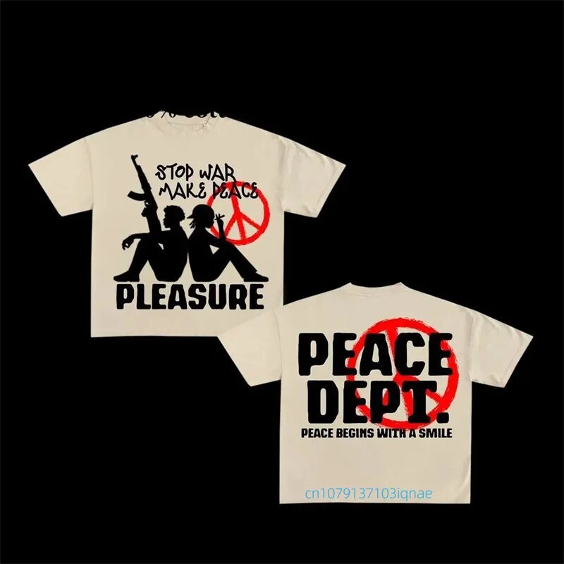 美国战争女孩图形打印T恤Y2K复古宽松短袖圆领棉顶哥特式街头男装