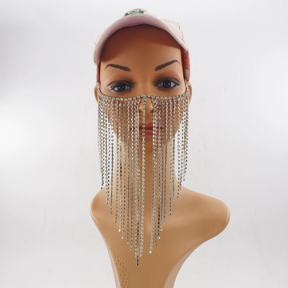 Wish лопнул индивидуальность металлическая коготка цепочка маска с кисточкой в стиле панк диско актерская аксессуар золотая серебряная цепочка головы