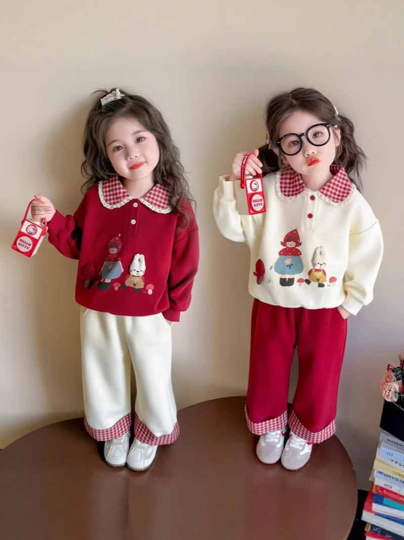 Girls sweatshirt suit autumn 2025 new children's autumn mushroom…