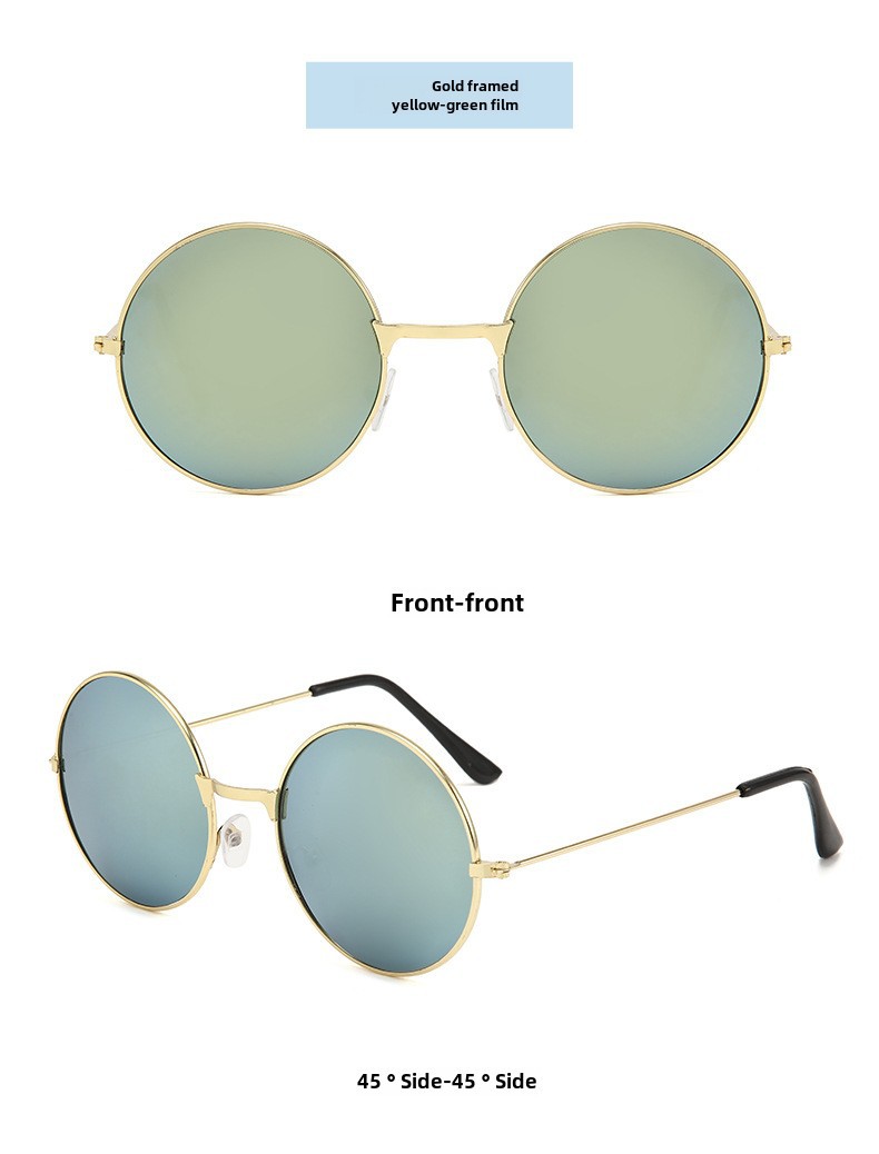 Retro Runde Metall Sonnenbrille Sonnenbrille Neue Unisex Flache Brille Farbe Marine Brille Großhandel_voghion.com