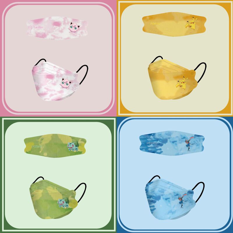 In Stock Adult and Children's Kf94 Fish Mouth Type Kn95 Three-Dimensional Masks, Four-Layer Pokémon Style, Gradient Style, Cartoon