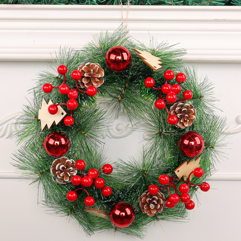 恒冲クリスマスシミュレーション松果花輪門掛クリスマス枯枝藤輪祝日松針花輪装飾用品|undefined