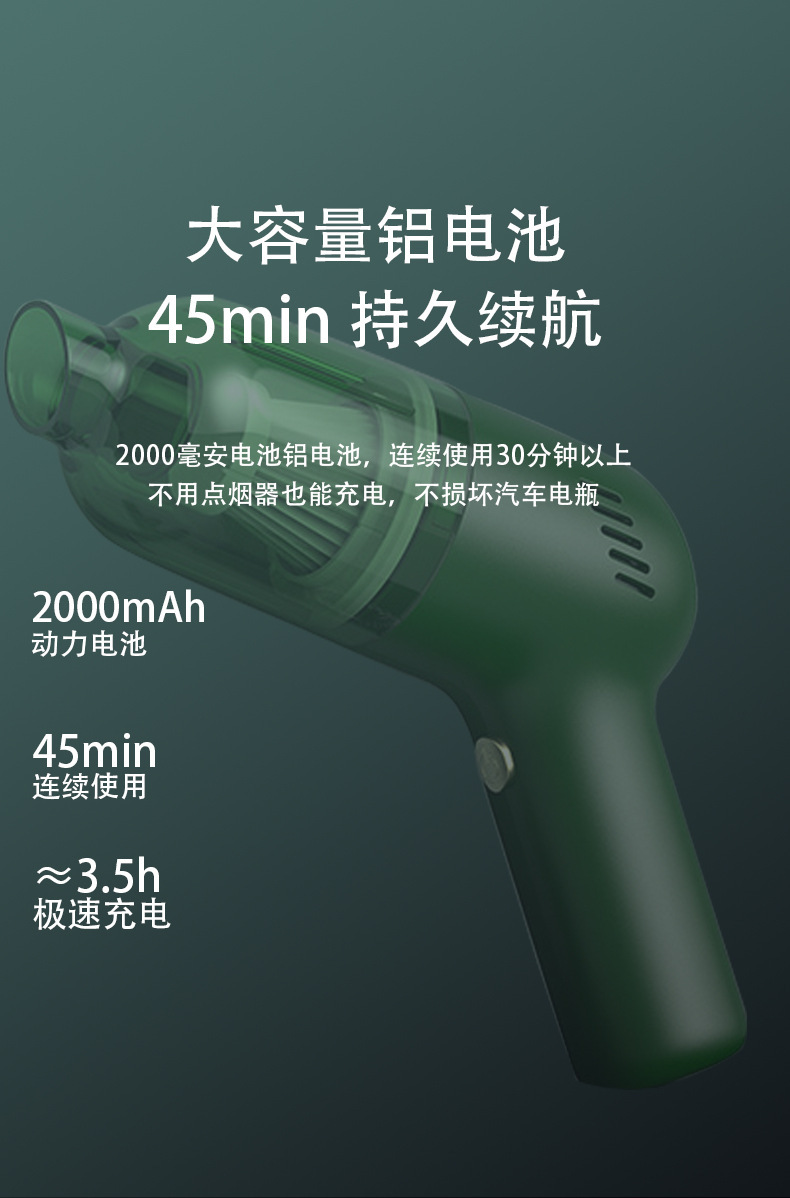 Cross-Border Car Vacuum Cleaner Car Wireless Charging Car Home Handheld Small Car Mini High Power Suction