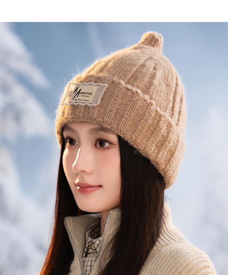 Dames gebreide wollen muts warme wintermuts met oorbescherming_voghion.com