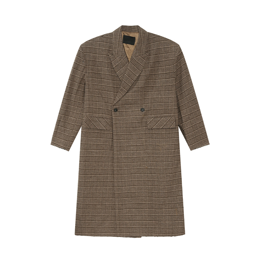 MTLCLOTHES Hombres| Nuevos productos de otoño de moda estricto suelto de lana almohadilla de hombro abrigo largo de alta calidad