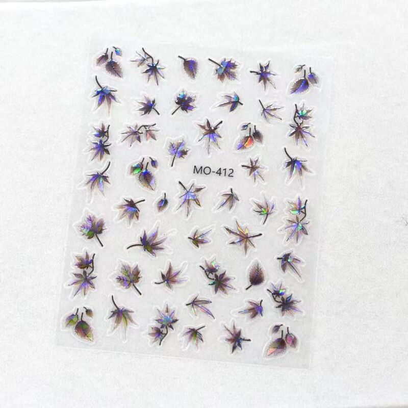 Symphony of Colors Laser Maple Leaf Nail Art Stickers, Colorful Gradient Leaf Pattern, Waterproof No-Bake Nail Decoration Stickers Symphony of Colors Laser Maple Leaf Nail Art Stickers, Colorful Gradient Leaf Pattern, Waterproof No-Bake Nail Decoration Stickers