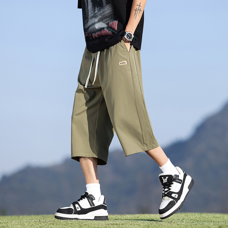 Men's Casual Shorts 2025 New Summer Thin Loose Straight Ice Silk Sports Shorts