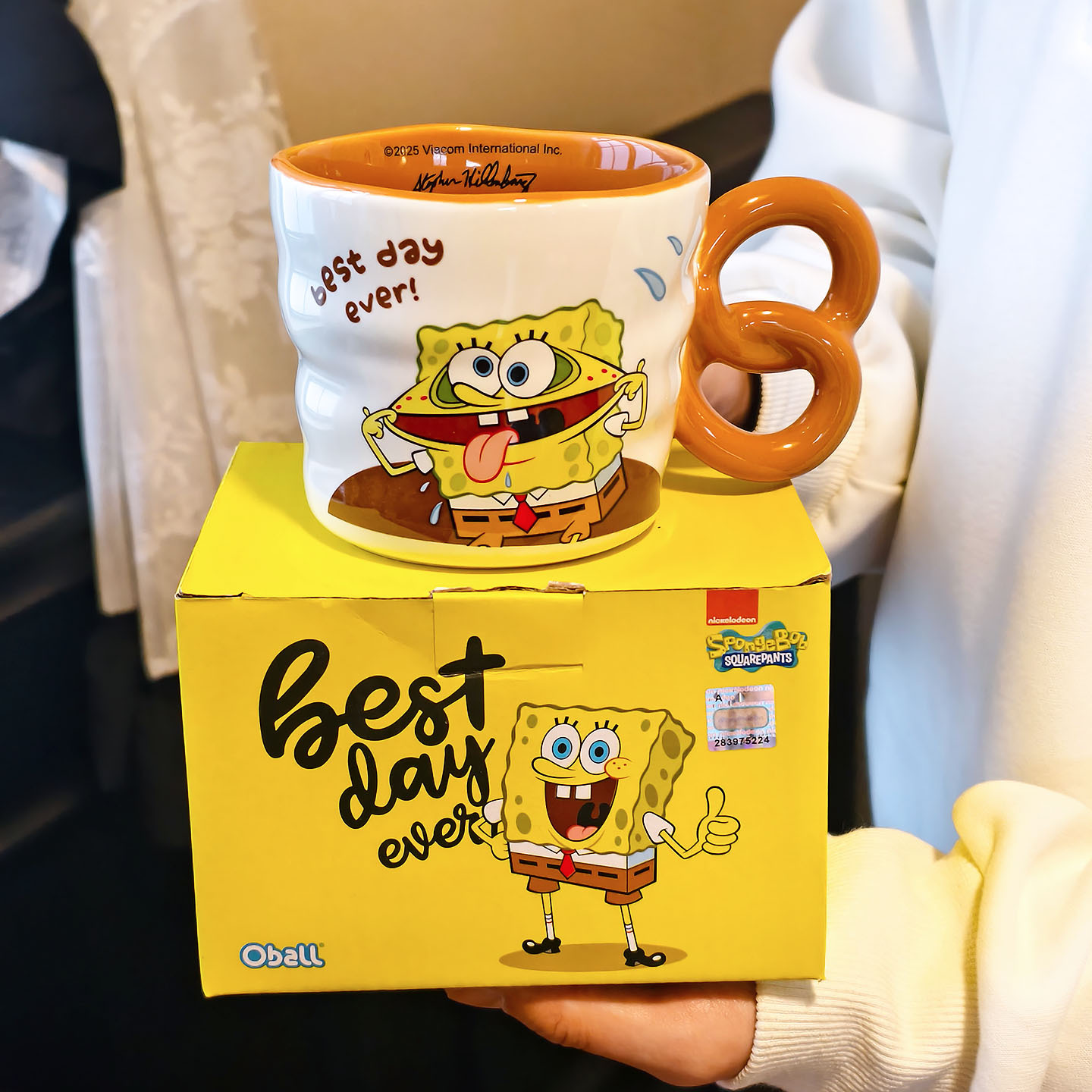 Auténtico SpongeBob cerámica marca taza doméstica 2025 nuevo trabajo de oficina de alto valor taza de café de oficina