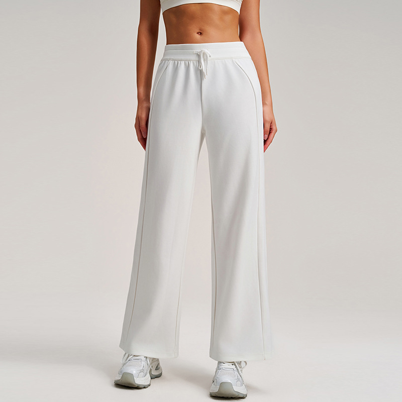 Pantalones deportivos de cuerda recta, cintura alta, pantalones casuales sueltos, piernas delgadas, pantalones deportivos al aire libre para correr