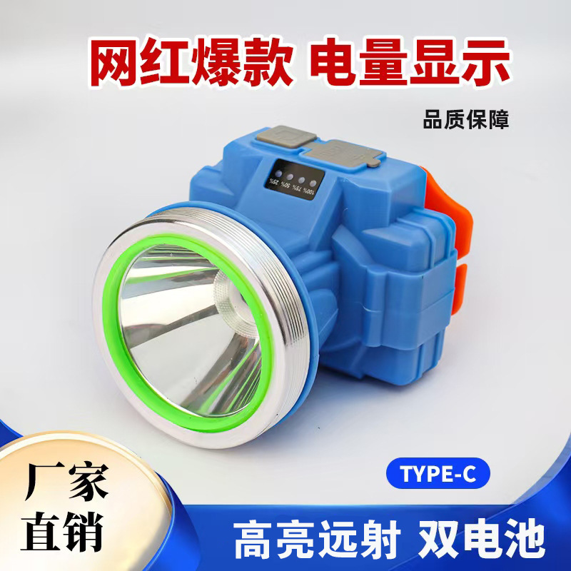 Cross-border LED lithium battery light headlight wholesale outdoor charging night fishing camouflage waterproof super bright head-mounted flashlight