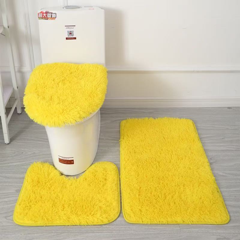 Grensoverschrijdende dropshipping zijde-wol driedelige set, antislip toilettapijt voor badkamer, keuken en entree, waterabsorberend._voghion.com
