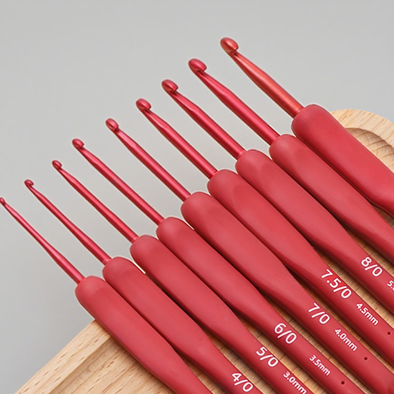 赤いソフト柄かぎ針工具セット手作りdiy初心者編みかぎ針編み毛糸セーター材料バッグピン|undefined