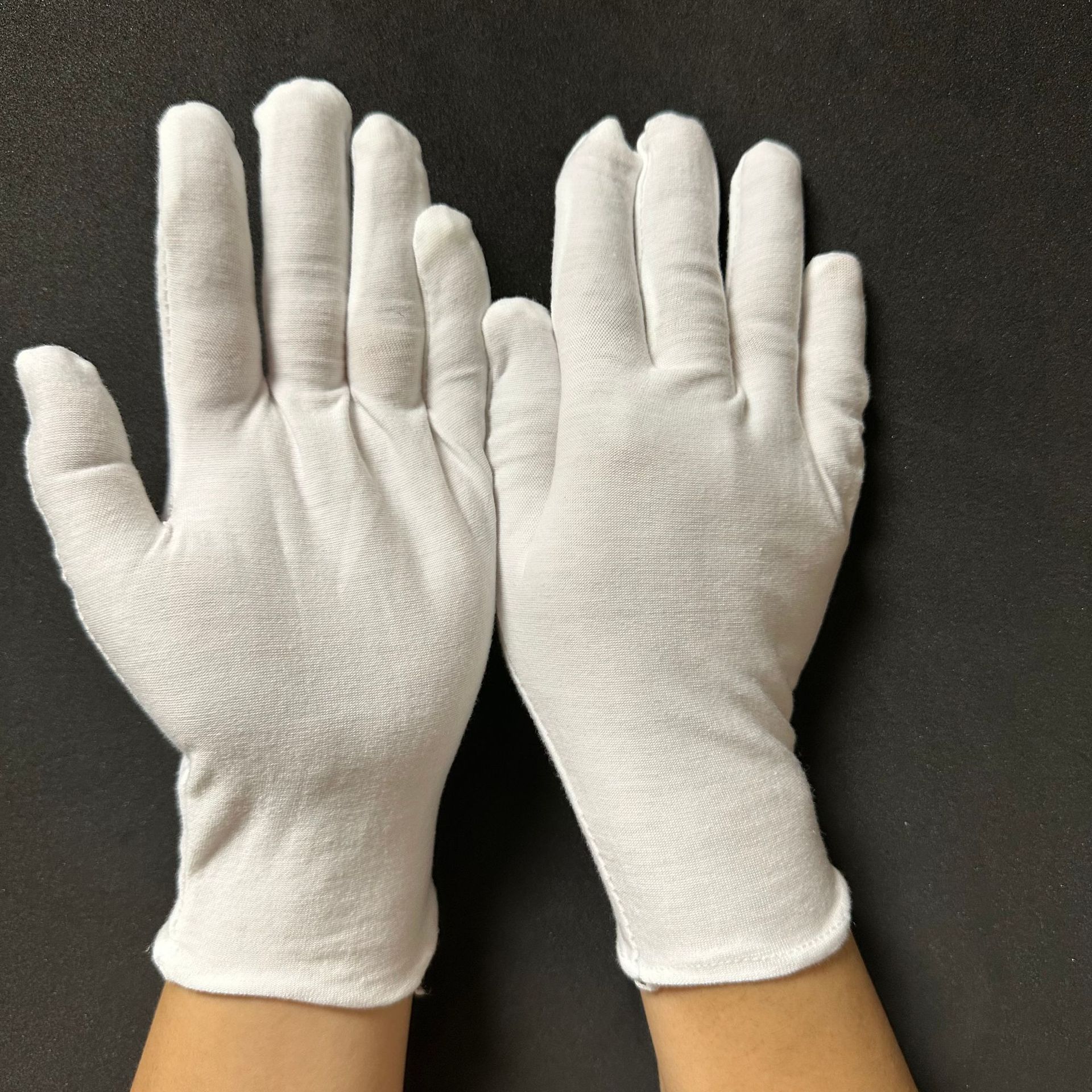Guantes blancos de seguro laboral, inspección gruesa, juego literario, etiqueta, trabajo, cuentas, jersey de algodón puro, guantes de algodón de jardinería de calidad