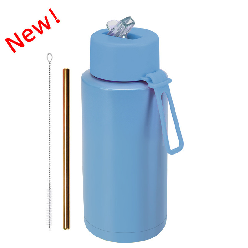 2025 nuevo hervidero deportivo de acero inoxidable de gran capacidad, de boca grande portátil estadounidense de 1L, preservación del calor y enfriamiento al vacío