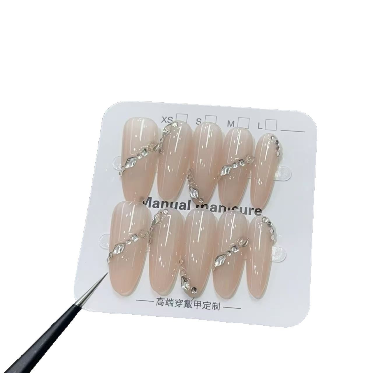 [Puro deseo de diamantes] Arte de uñas hecho a mano puro, temperamento degradado, atmósfera avanzada, uñas blancas hechas a mano simples