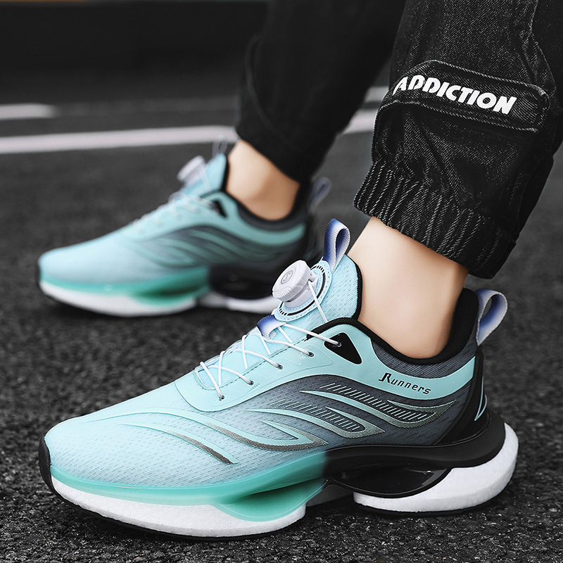 2025 summer foreign trade men's shoes new sneaker teenagers rotating button soft bottom running shoes breathable mesh shoes