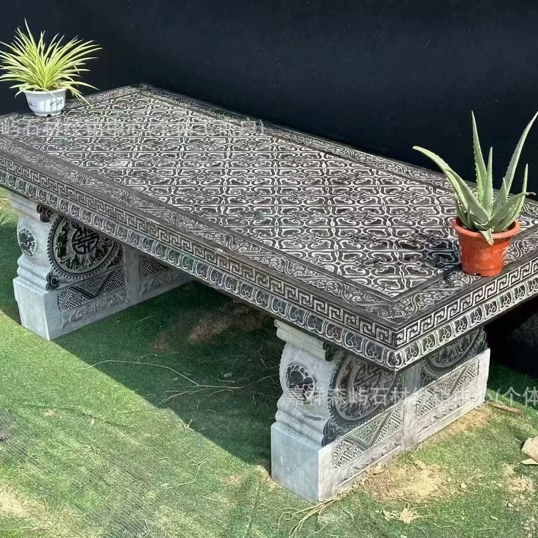 Открытый каменный стол каменный стул двор садовый чайный столик чайный столик синий камень антиквариц старый открытый сад вилла стол и табурет