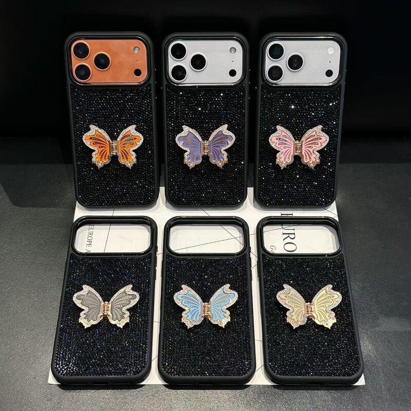 Suitable for Iphone17Promax Mobile Phone Case, Butterfly Glitter Diamond, High-End Anti-Fall Glue-Resistant 15-Dimensional 16Plus Case Suitable for Iphone17Promax Mobile Phone Case, Butterfly Glitter Diamond, High-End Anti-Fall Glue-Resistant 15-Dimensional 16Plus Case