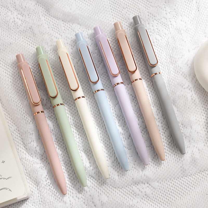 商务办公文具广告中性笔定制可印LOGO高颜值莫兰迪按动签字笔定做