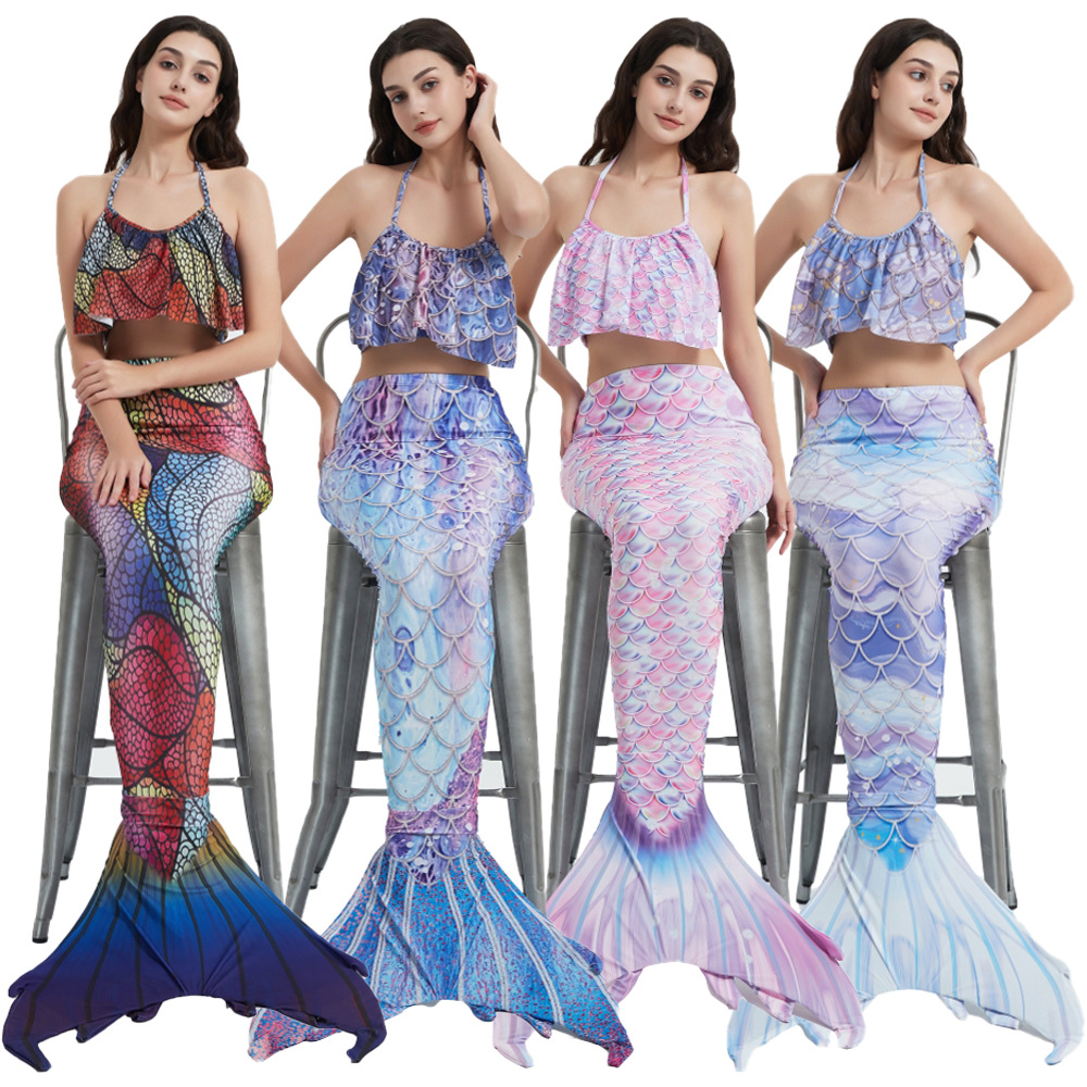 New Summer Mermaid Swimsuit for Adults and Children Mermaid Tube Top Fish Tail Princess Dress Costume