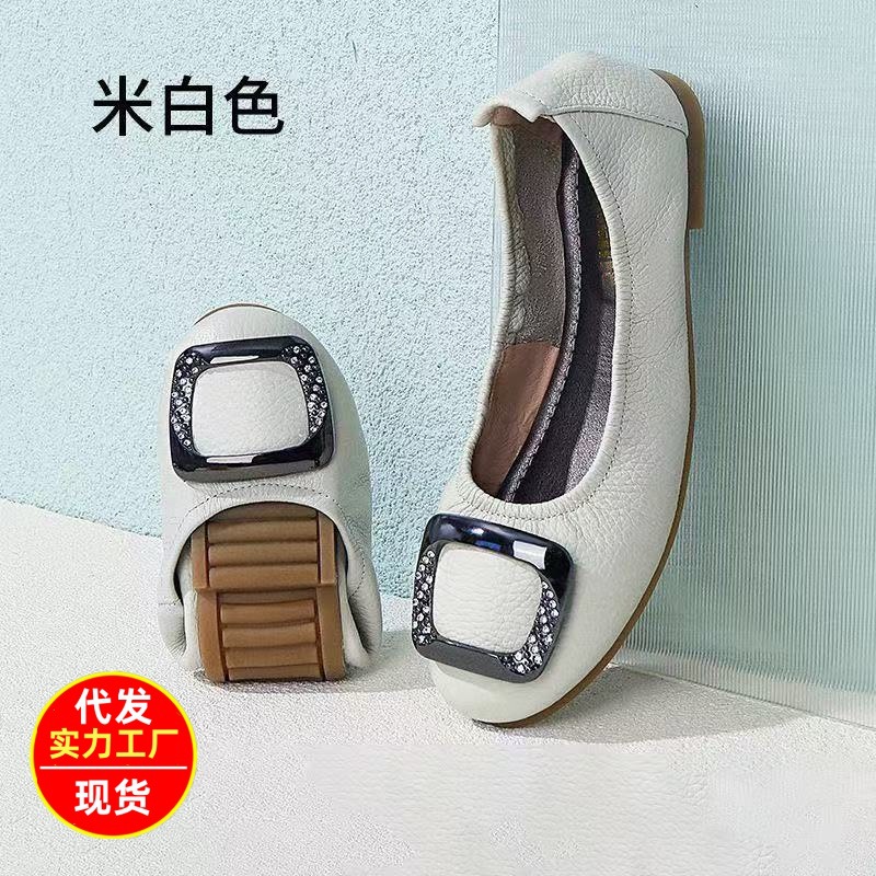 软皮四季单鞋软面软底孕妇妈妈鞋平底中年皮鞋豆豆鞋舒适百搭女鞋
