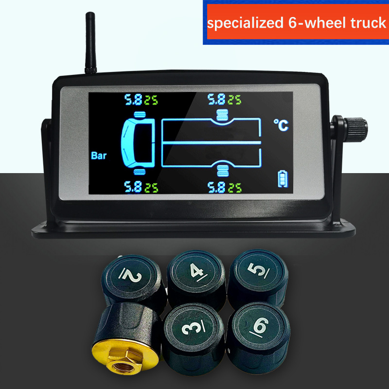 6-wheel heavy truck box cargo fire high-precision truck tire pressure monitoring system tire pressure detector solar external