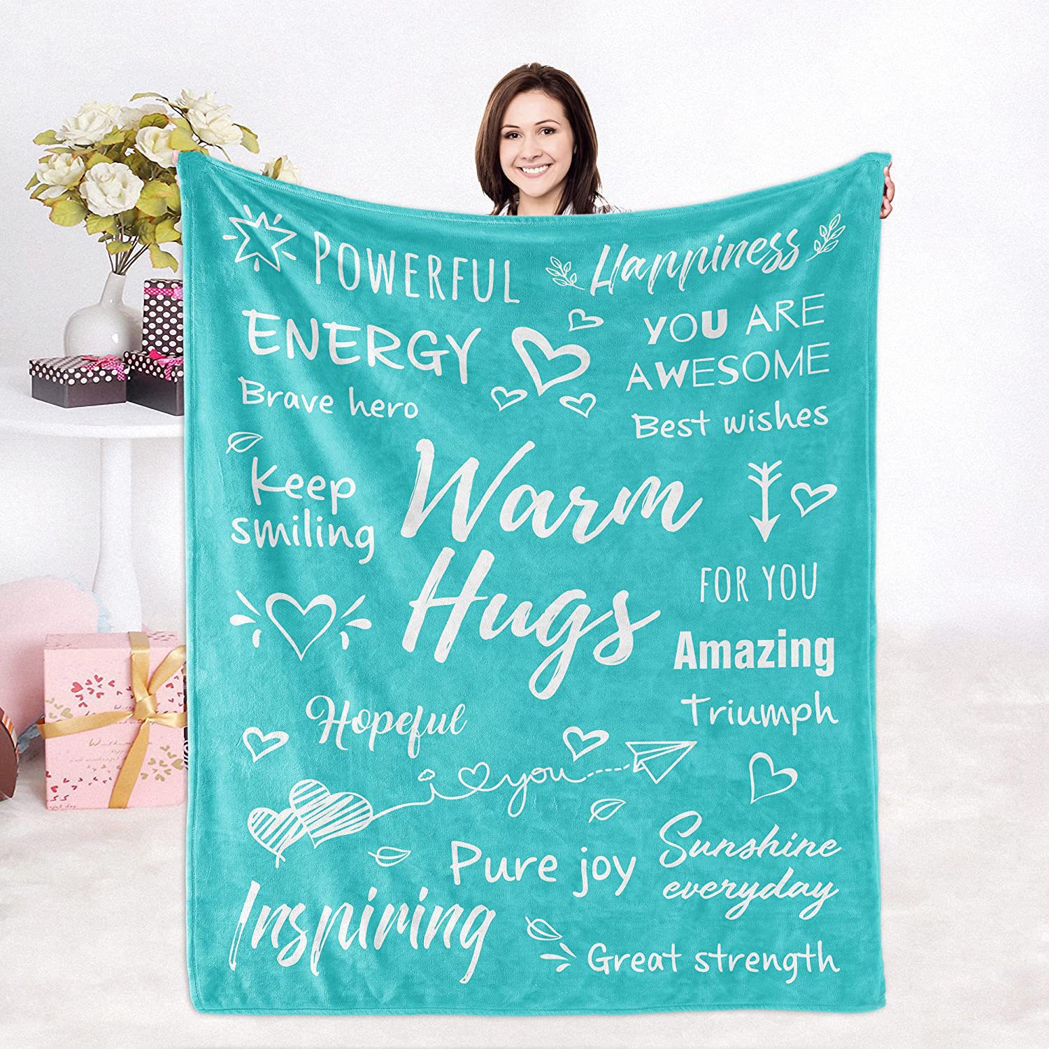 Ins letter envelope flannel healing text warm embrace gift nap blanket_voghion.com
