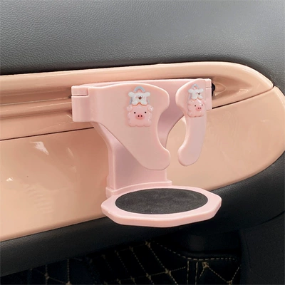Storage, Female-Friendly Interior Decoration – Car cup holder/beverage holder - piggy-water-cup-holder-pink