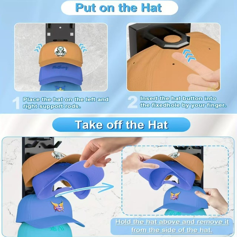 跨境新品Hat Organizer for Baseball Caps棒球帽收纳架壁挂免打|undefined