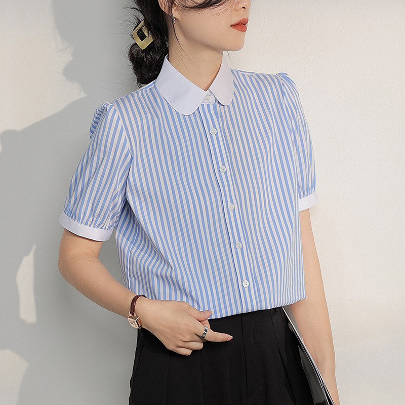 Blue summer fashionable elegant retro shirt